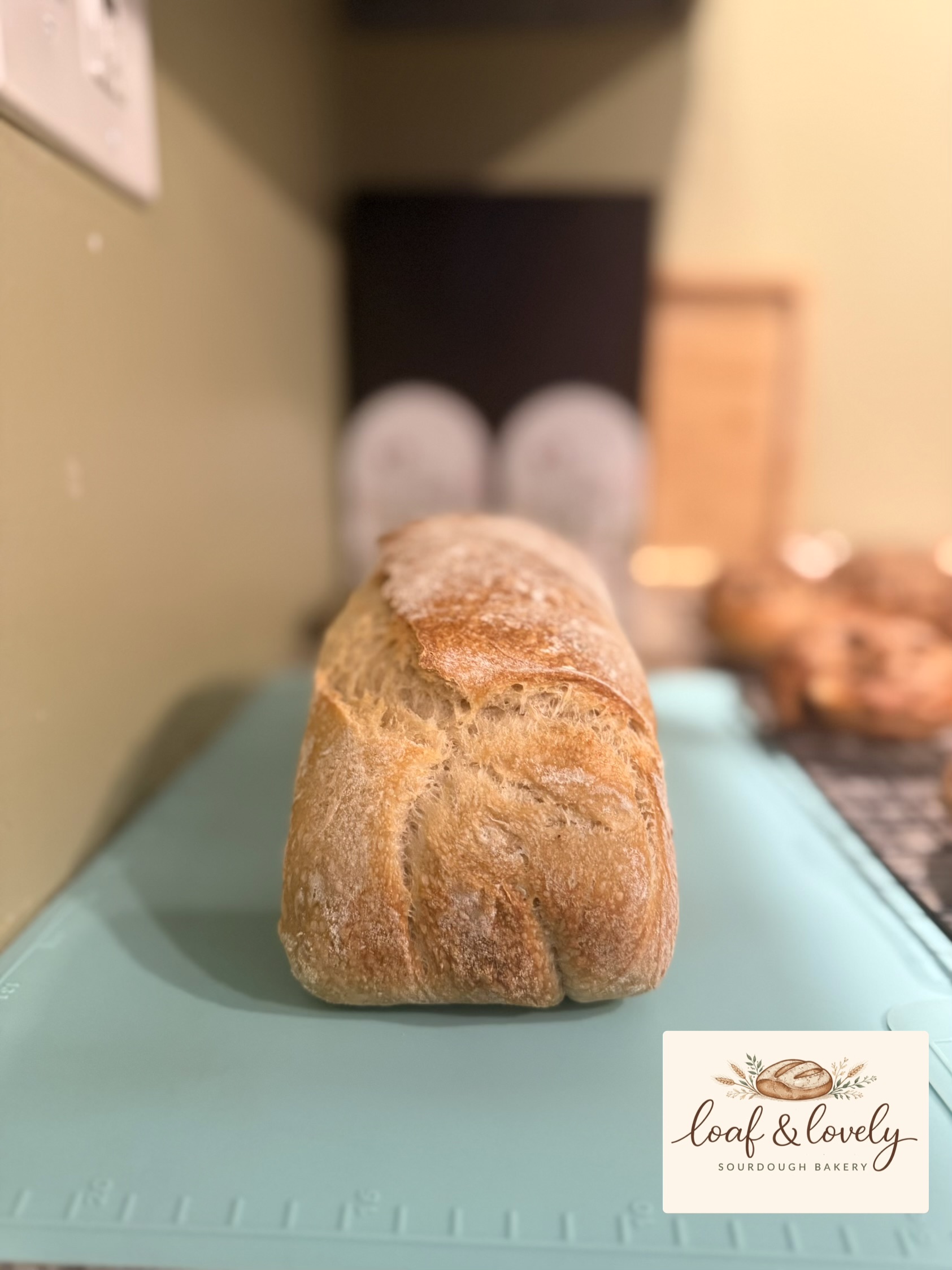 Freshly baked white sourdough loaf from Loaf and Lovely